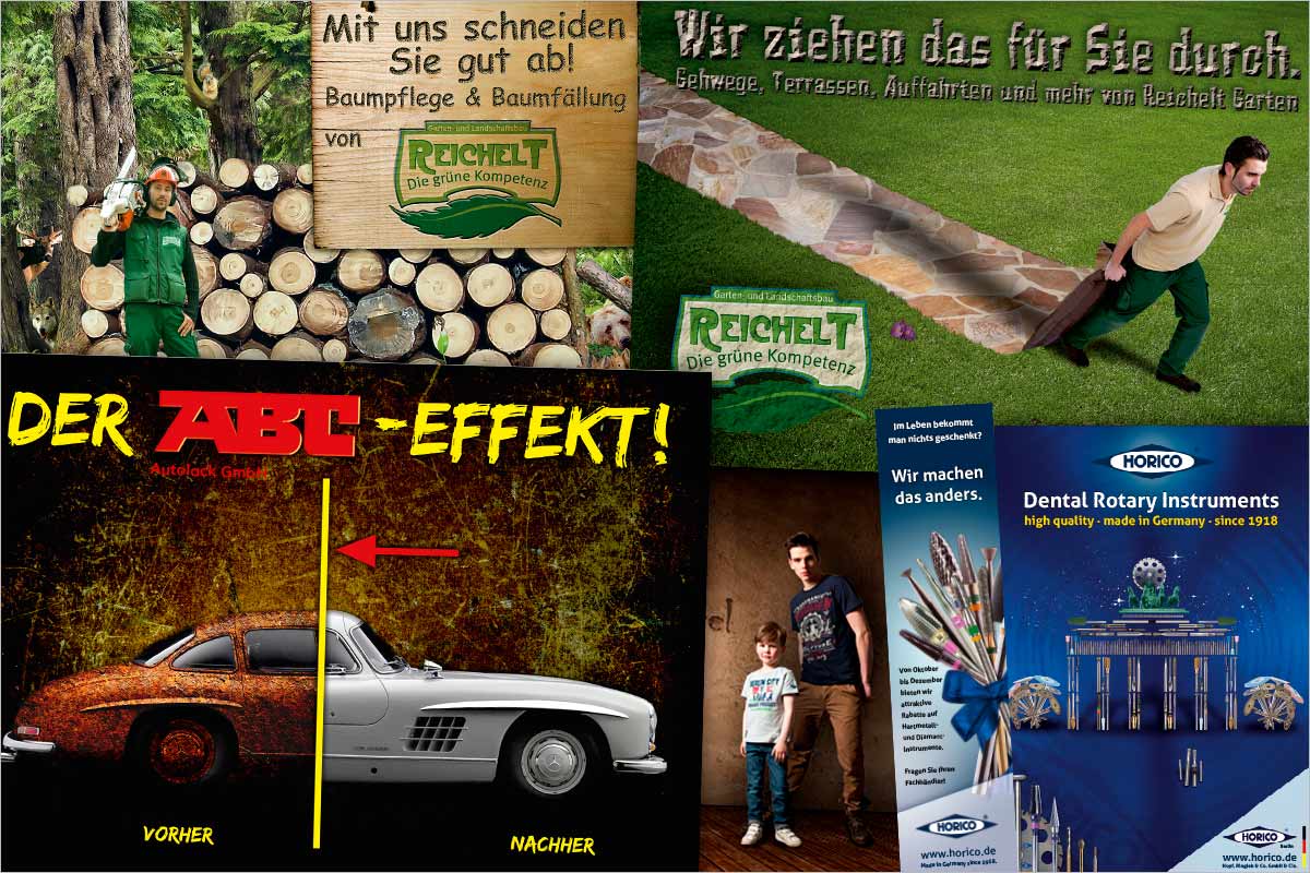 Bildcollagen der Werbeagentur für Feldkirchen und Kirchheim bei München