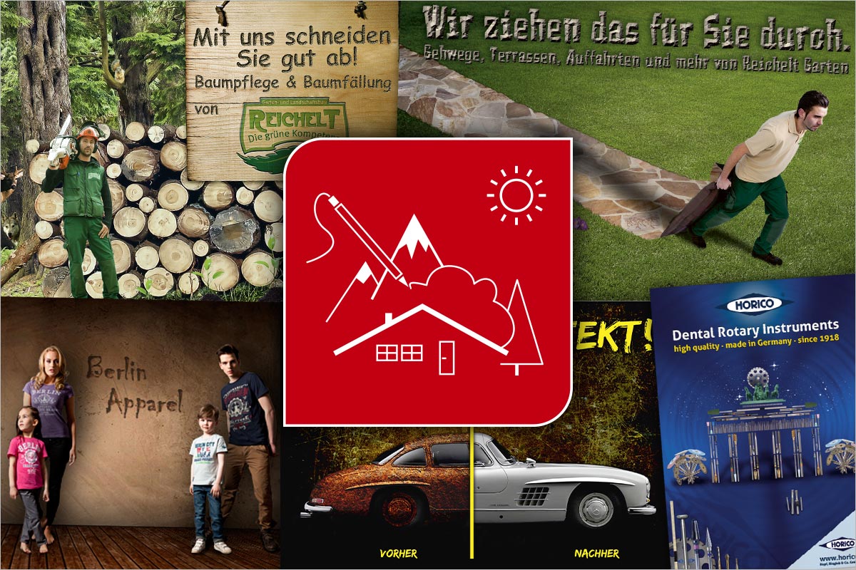 Bildcollage von Referenzen im Grafikdesign (Bildcollagen) - Werbeagentur für München