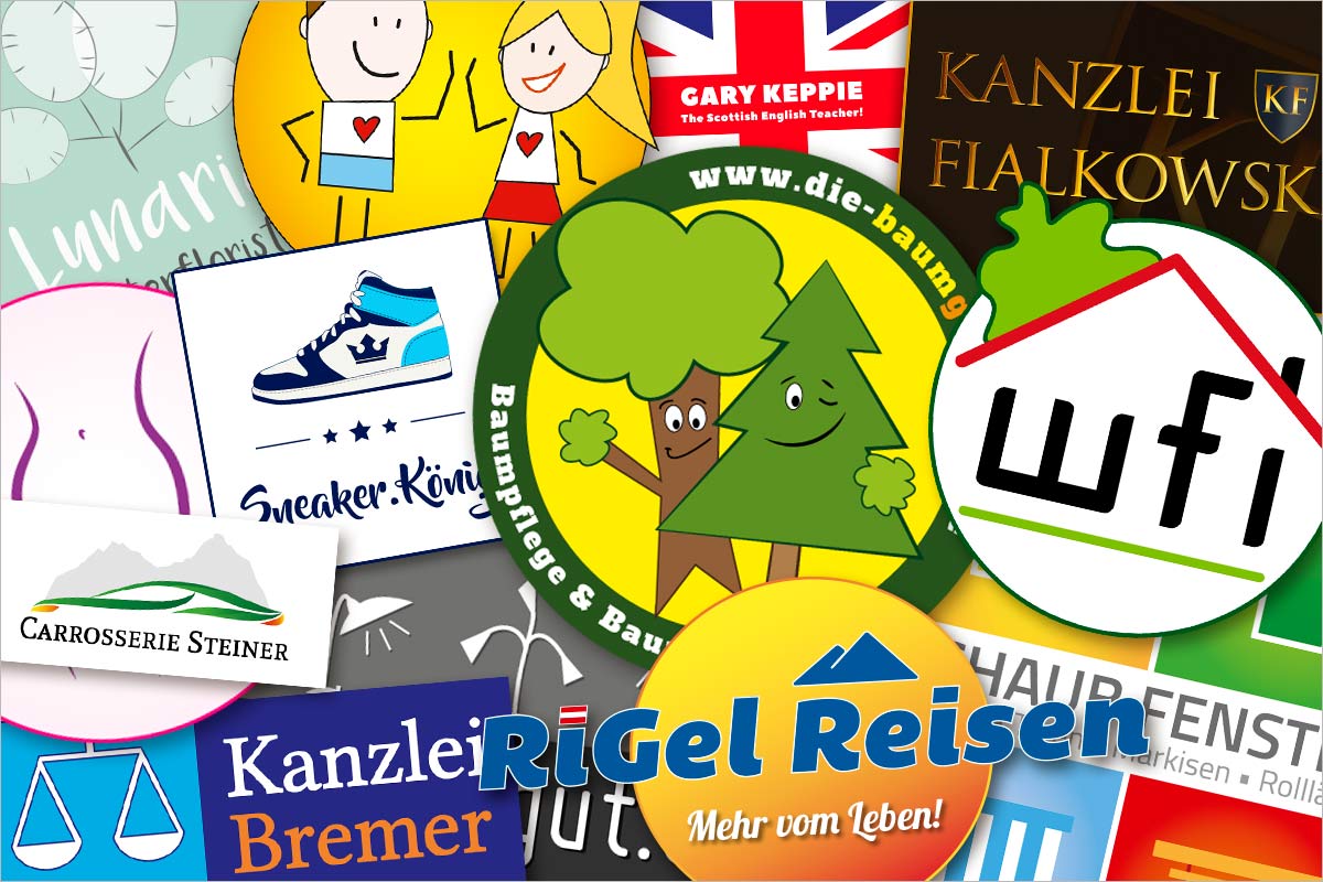 Bildcollage von Referenzen Logo Design - Werbeagentur für München